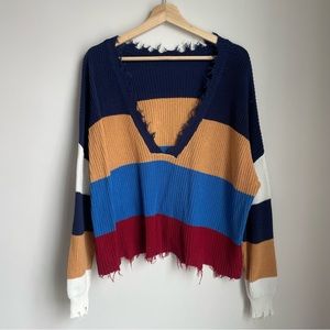 Fate Destroyed Hem V-Neck Sweater